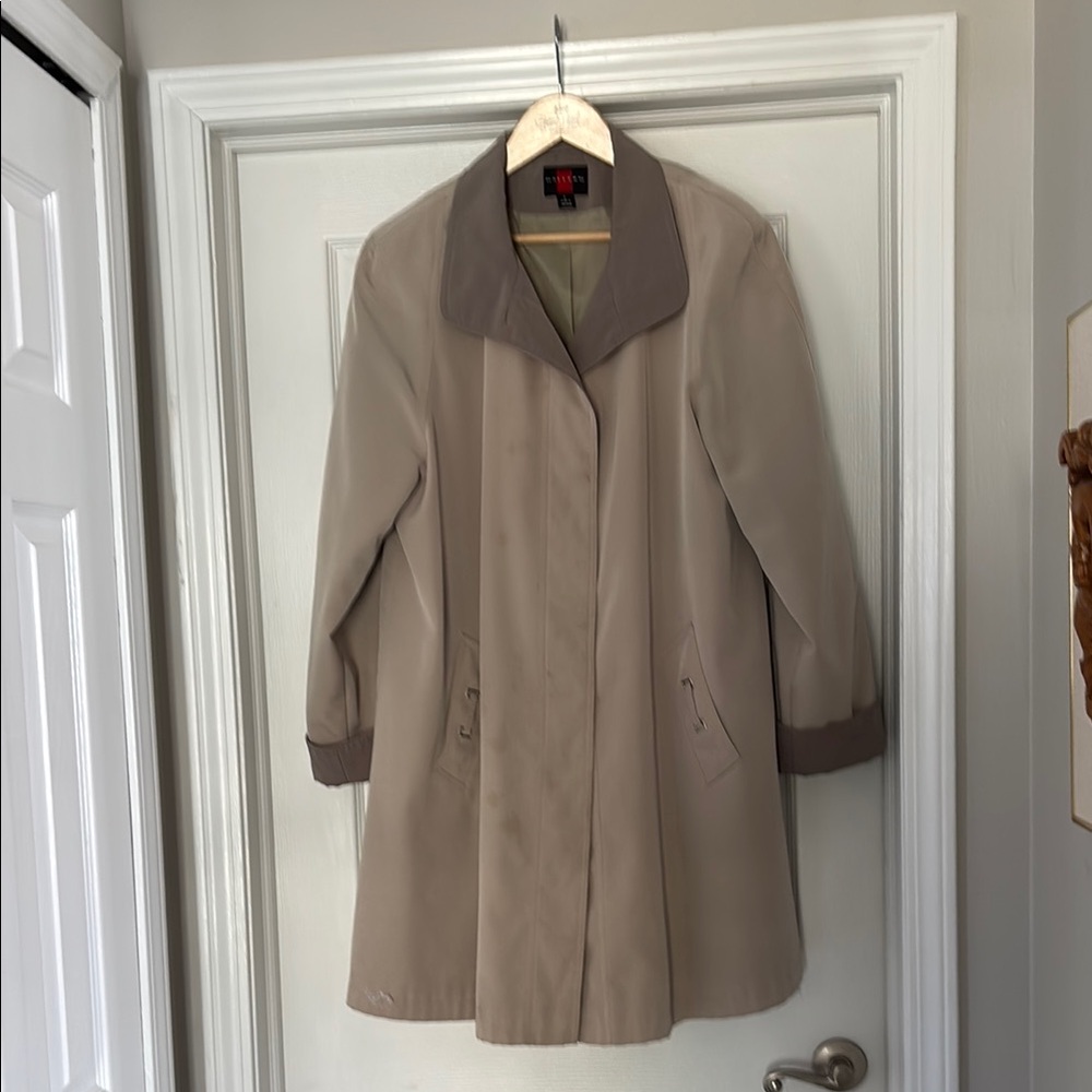 Women's Beige Coat with Brown Accents